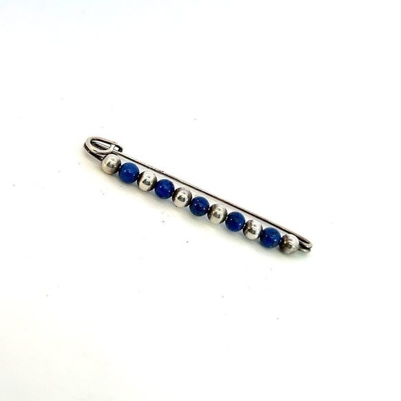 Tiffany & Co Estate Lapis Bobby Pin Brooch Sterling Silver 9 mm TIF617 - Picture 2 of 5
